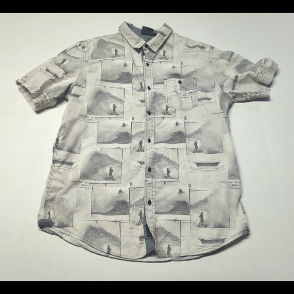 Burnside Black and Gray Patterned Button-Down Shirt - Picture 1 of 3